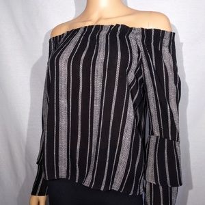 Ivy & Main: Boho Off Shoulder Double Bell Sleeve-S